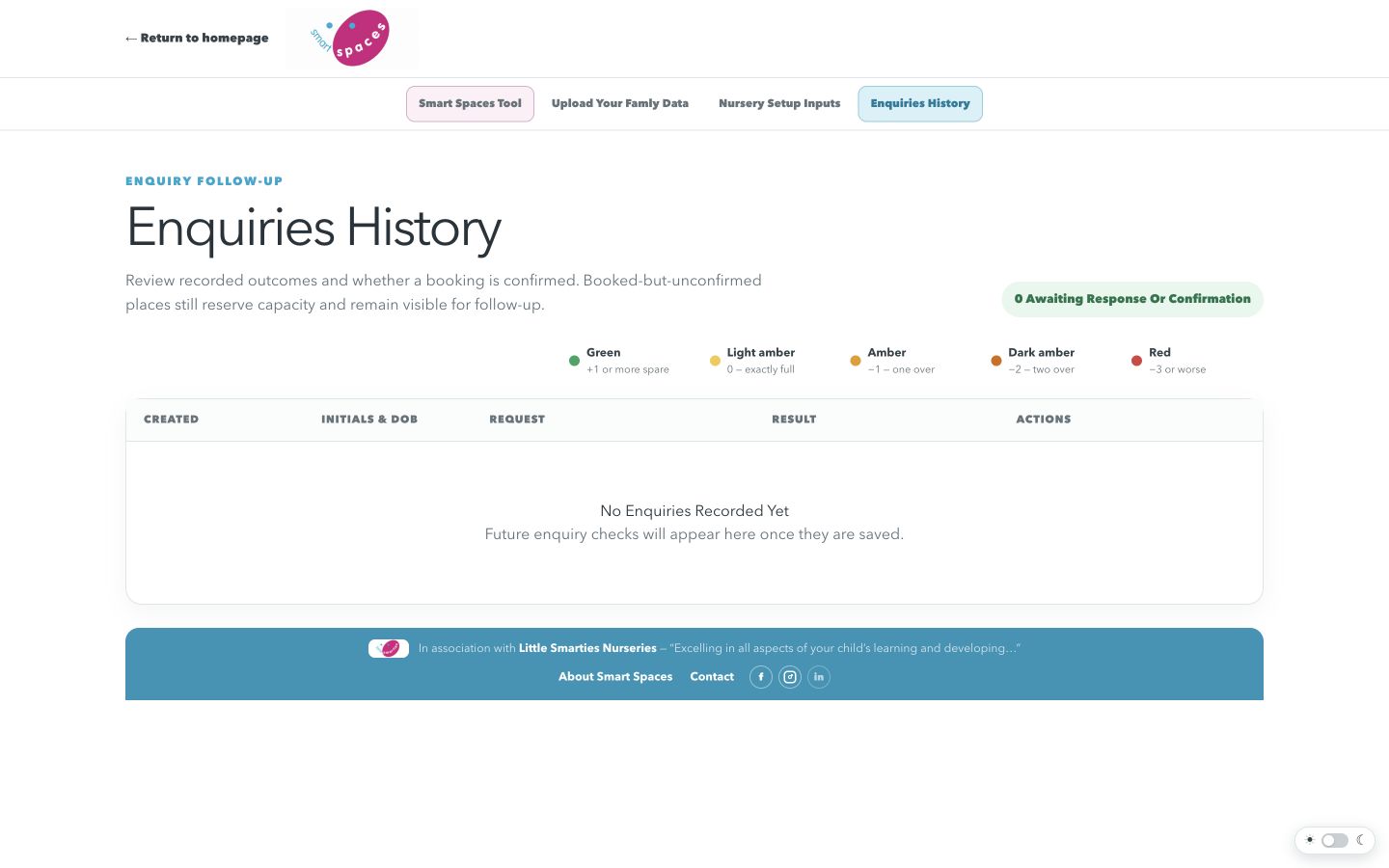 Smart Spaces open enquiries page